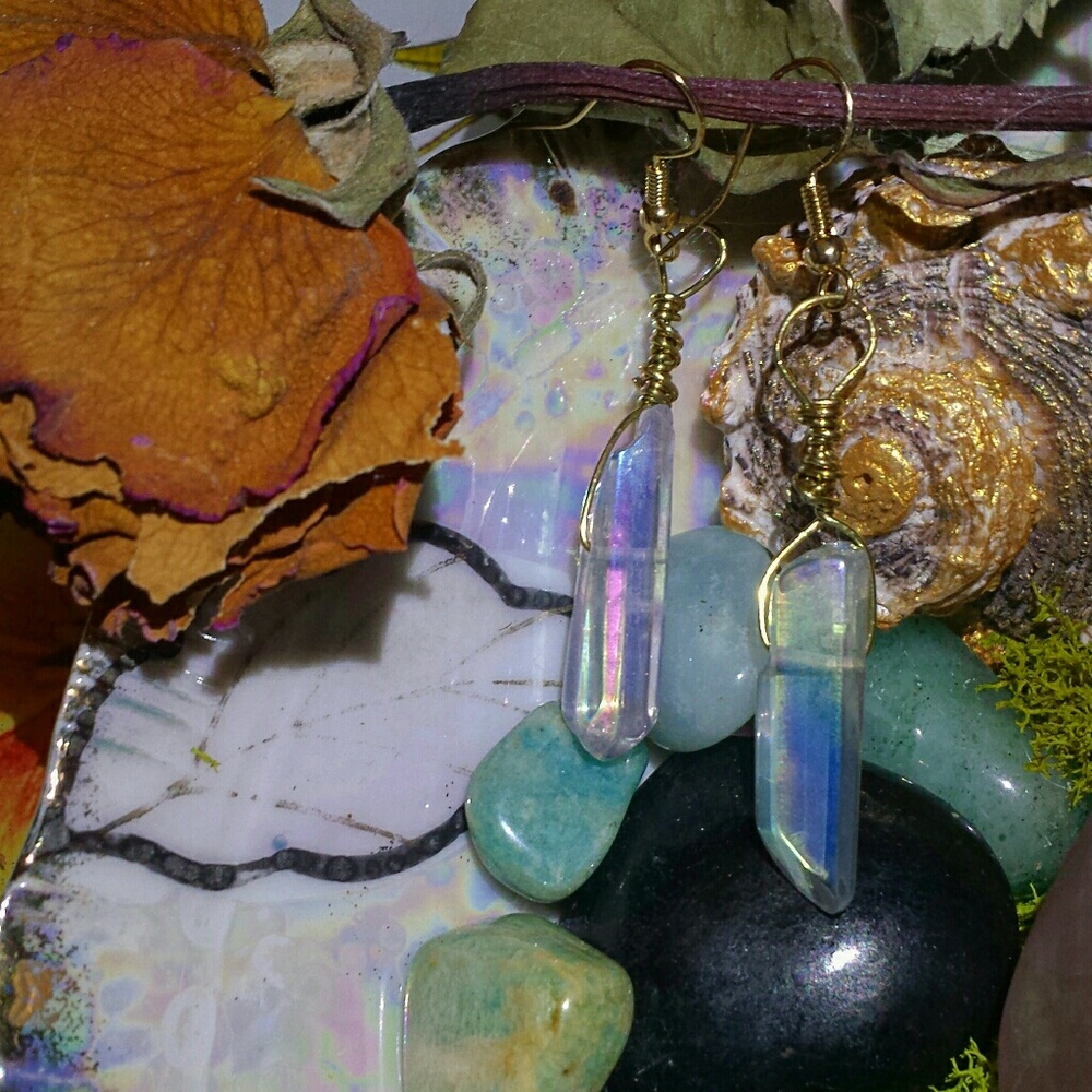 SOLD• Aura Quartz point Earrings